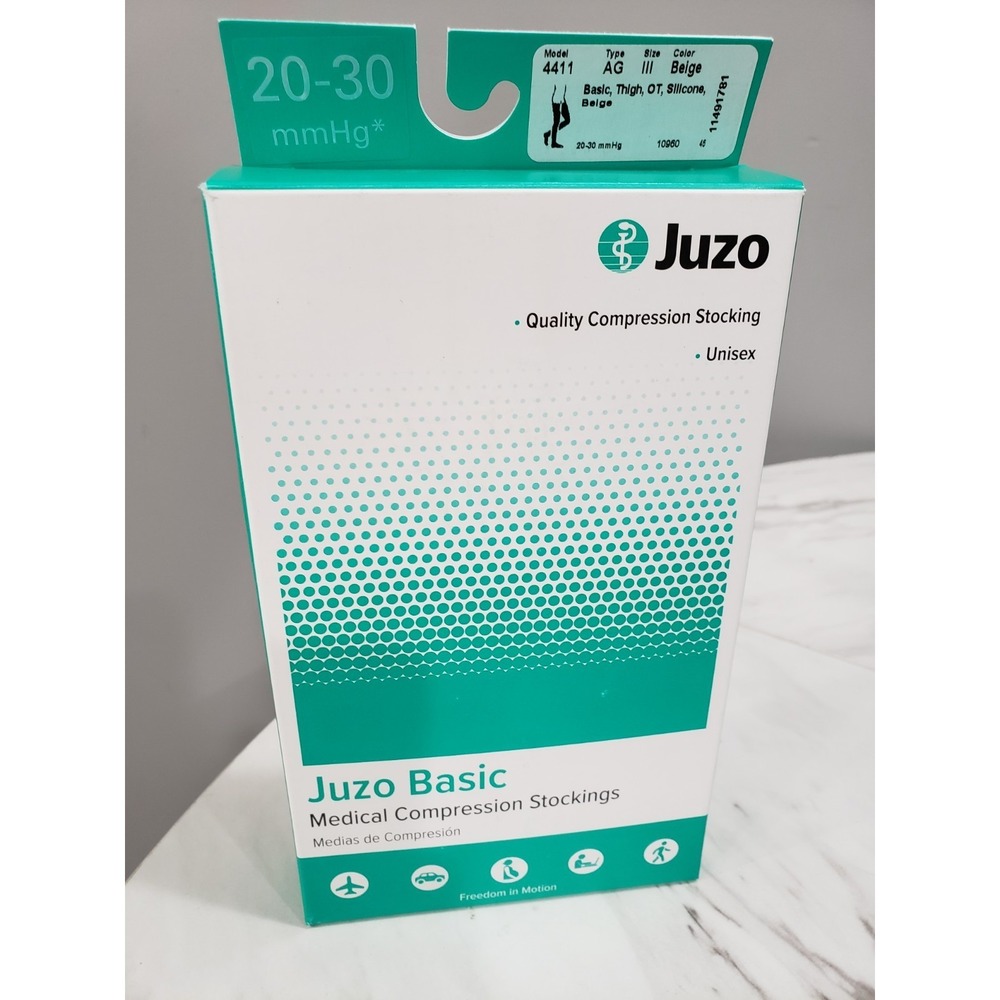 Juzo Basic 4411ag 20-30 Size III Thigh-High Open‎ Toe Compression Stocking Beige